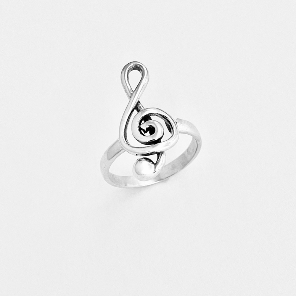 Sterling Silver Music Note Ring, Clef Notes, Silv… - image 7